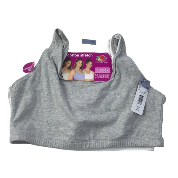 Fruit of the Loom womens Tank Style Sports Bra size 40 , gray / white - Picture 1 of 3